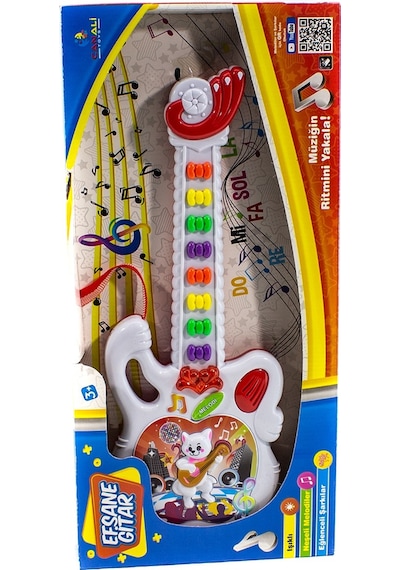 Oyuncak Pilli Müzikli Efsane Oyuncak Gitar Beyaz