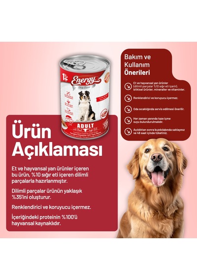 Energy Sığır Etli Yetişkin Yaş Köpek Maması 400 G - 6 Adet