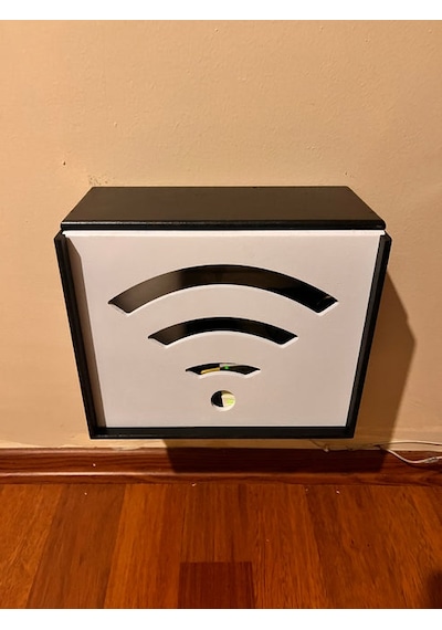 Ahşap Wifi Modem Kutusu Duvar Tipi Kablo Gizleyici &amp Router Saklama Kutusu Dekoratif Modem Koruma Kabini Beyaz