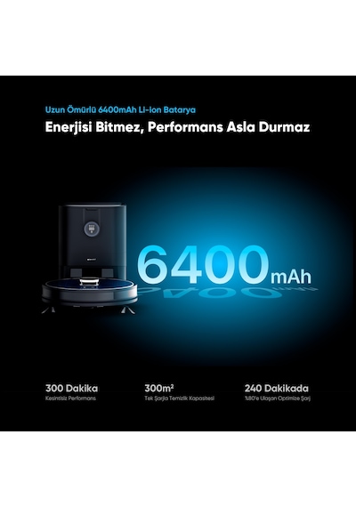 Şımart katya V+ 15000pa Premium Otomatik Toz Toplama Üniteli Akıllı Robot Süpürge