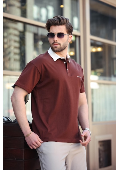 Madmext Acı Kahve Düğmeli Polo Yaka Erkek T-shirt E7119 Acı Kahverengi Madmext Acı Kahve Düğmeli Polo Yaka Erkek T-shirt E7119 Acı Kahverengi