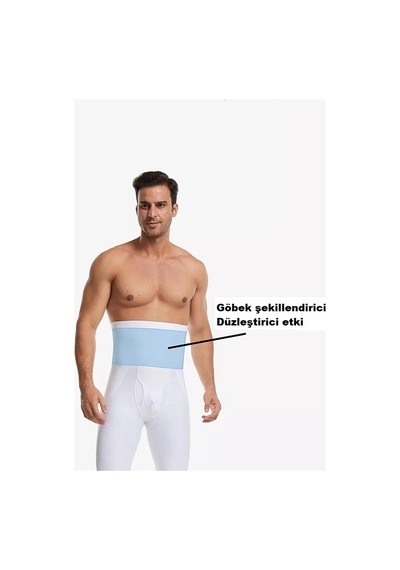 Erkek Bel Göbek Ve Kalça Toparlayıcı Erkek Yüksek Bel Korse Boxer Beyaz