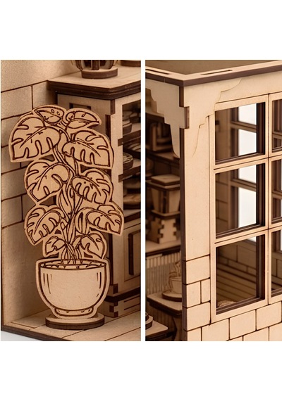 Coffee Shop Ahşap Maket Seti Dıy Miniatür Kafe Peri Led Hediye 214 Parça