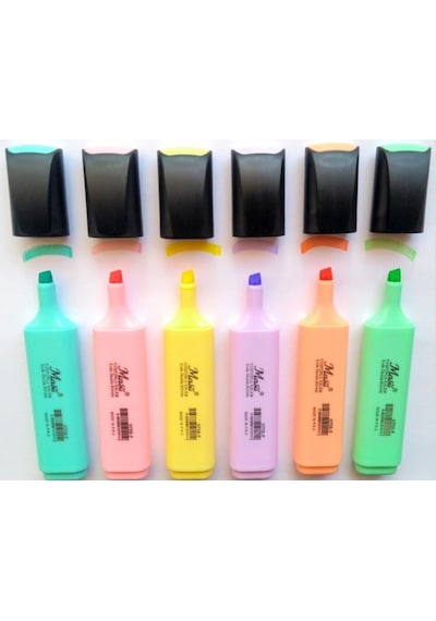 Masis Pastel Renk Fosforlu İşaretleme Kalemi 6'lı Set Çok Renkli