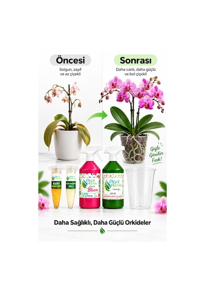 Orkide Bakım Seti Saksı Keiki Macunu Köklendirme Jeli Power Mix Bloom 5 Parça 1 L