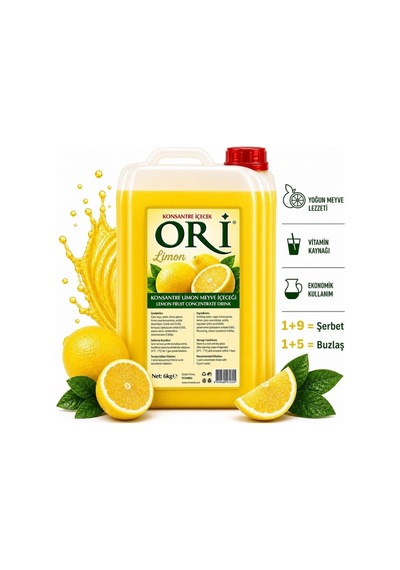 Ori Limon Aromalı Şerbet Ve Buzlaş Konsantre Şurubu 6 Kg