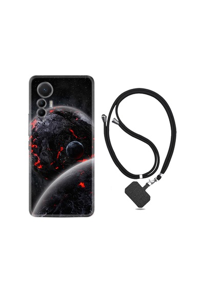 Xiaomi 12 Lite Kılıf İpli Boyun Askılı Desenli Silikon Dark World 1867