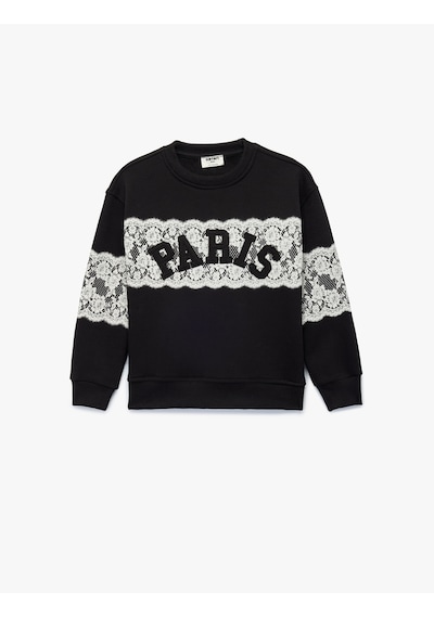 Koton Uzun Kollu Bisiklet Yaka İşlemeli Sweatshirt Siyah 6wkg10122ak SiYAH Koton Uzun Kollu Bisiklet Yaka İşlemeli Sweatshirt Siyah 6wkg10122ak SiYAH