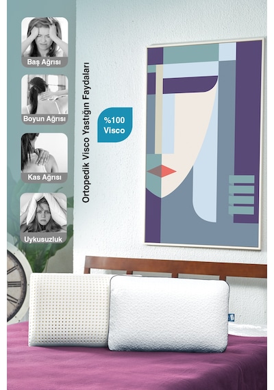 Airlüks Hava Kanallı Boyun Fıtığı İçin Visco Yastık 59x39x15cm