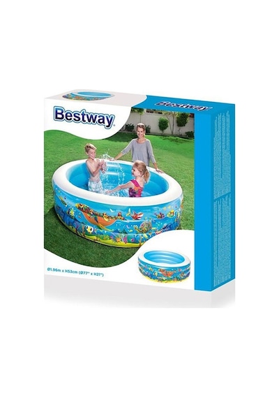 Bestway Jumbo Desenli Yuvarlak Havuz 196x53 CM Çok Renkli