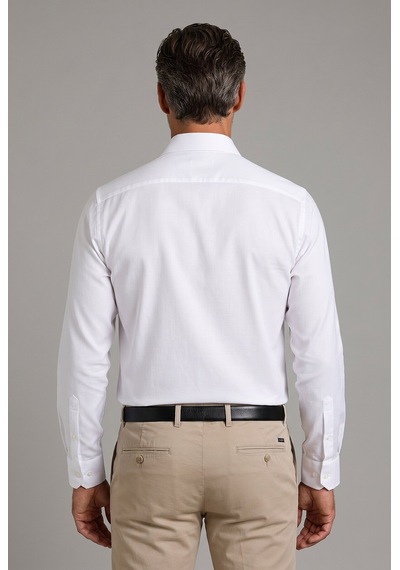 Bisse Beyaz Regular Fit Cepsiz Klasik Uzun İtalyan Yaka Gömlek Gmkls252181 D01