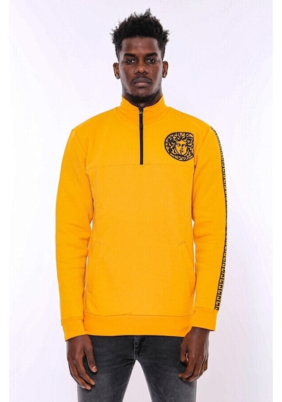 Wessi Sarı Fermuarlı Baskılı Sweatshirt Sarı