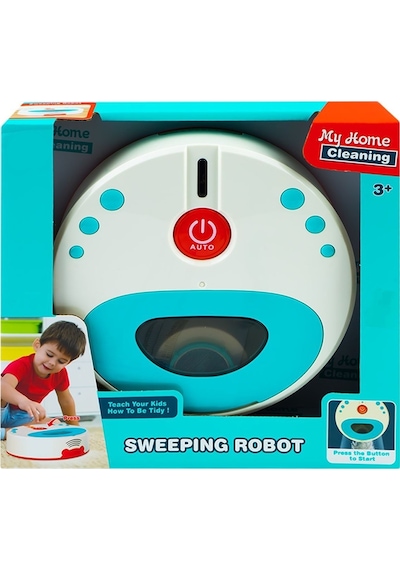 İlk Robot Süpürgem! Pilli Işıklı Süpürme Özellikli Hareket Eden Vakumlu Oyuncak Robot Süpürge
