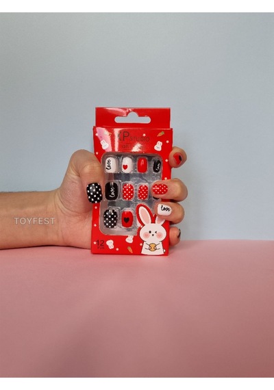 12 Li Yapışkan Stickerlı Çocuk Takma Tırnak Oyuncak Seti - 8 - 16 Yaş Arası - Model 4