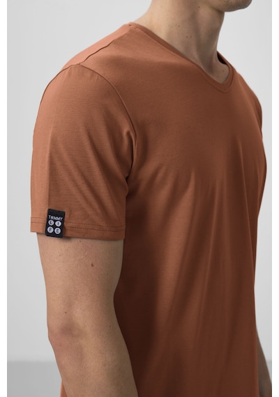 Tommylife Tarçın Basic Kısa Kol Standart Kalıp V Yaka Erkek T-shirt - 87912 Tarçın