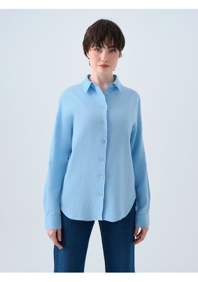 LOFT Loose Fit Kadın Gömlek U.kol Lf2039039 Q1.v1 Mavi