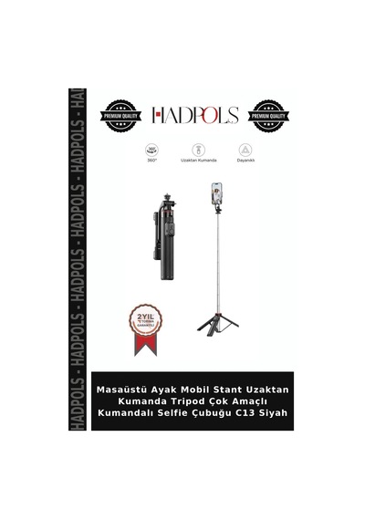 Masaüstü Ayak Mobil Stant Uzaktan Kumanda Tripod Çok Amaçlı Kumandalı Selfie Çubuğu C13 Siyah