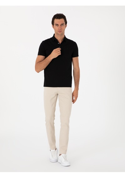 Siyah Slim Fit %100 Pamuk Polo Yaka T-shirt