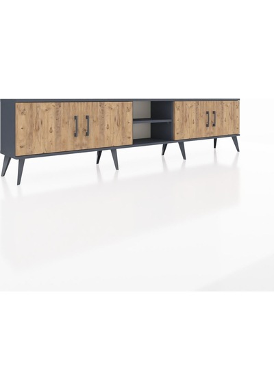 Arges Tv Ünitesi 3 Raflı 4 Kapaklı 220x30x51 Antrasit-çam/antrasit Atlas Çam/antrasıt - Antrasıt