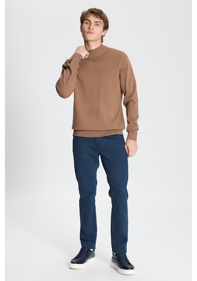 AC&Co / Altınyıldız Classics Erkek Vızon Standart Fit Normal Kesim Yarım Balıkçı Yaka Triko  Kazak Vizon