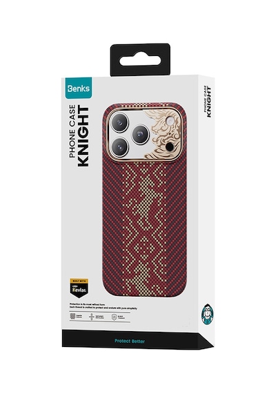 Apple iPhone 17 Pro Max Kılıf M-safe Uyumlu Karbon Fiber Benks Knight Armorair Kevlar Kapak Kırmızı Kırmızı