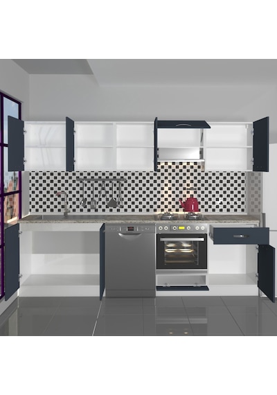 Decoraktiv Elite 280 Ankastre Fırın Modüllü Mdf Hazır Mutfak Dolabı - Tezgah Dahil - Antrasit Decoraktiv Elite 280 Ankastre Fırın Modüllü Mdf Hazır Mutfak Dolabı - Tezgah Dahil - Antrasit