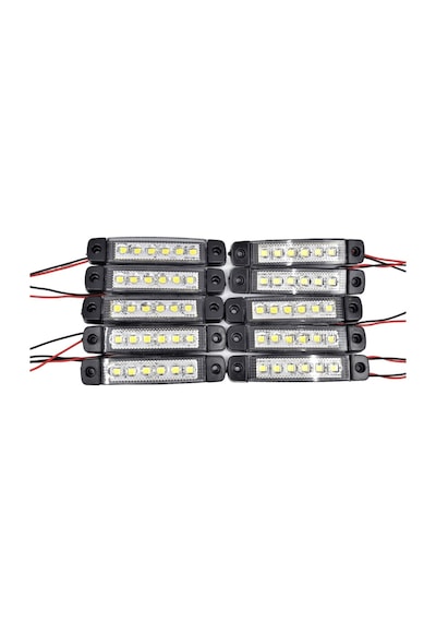 10 Adet Beyaz Parmak Lamba 6 Led Su Geçirmez 12v 24v Emir