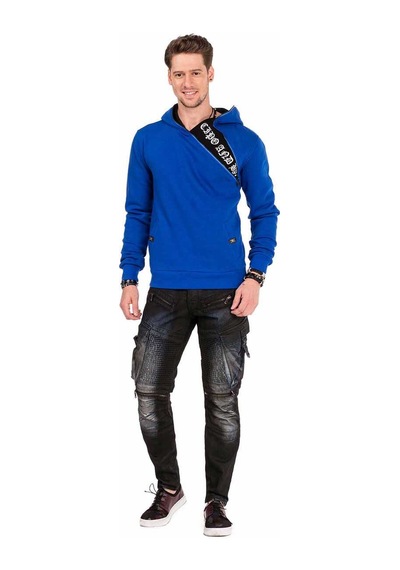 Cipo & Baxx Cl329 Gizli Yaka Fermuarlı Kapşonlu Sweatshirt 001