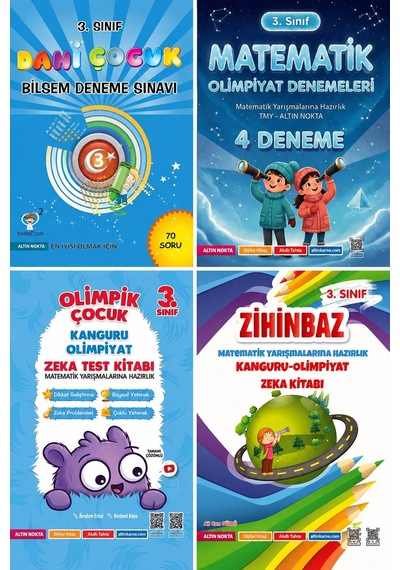 Altın Nokta Yayınları 3.sınıf Bilsem-kanguru-olimpiyat Sınavlarına Hazırlık Seti 4 Kitap