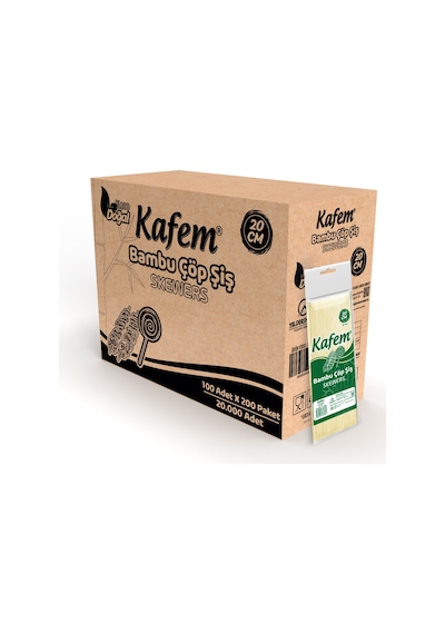Kafem Bambu Çöp Şiş 20 cm 100 Lü X 200 Paket (Koli)