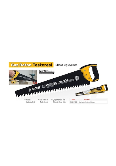 Sgs Elmas Dişli Çelik Gaz Beton Tuğla Briket Testeresi 550 Mm.