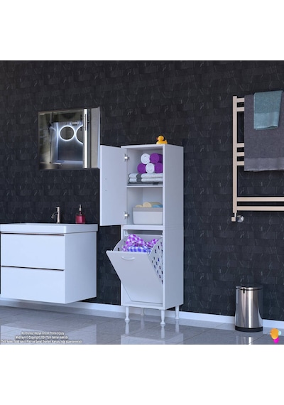 Modilayn İlkim 45 X 138 X 32,5 Cm' Lik Kapak İçi Çift Raflı, Tek Göz Akıllı Çamaşır Sepetli Dolap Beyaz Modilayn İlkim 45 X 138 X 32,5 Cm' Lik Kapak İçi Çift Raflı, Tek Göz Akıllı Çamaşır Sepetli Dolap Beyaz