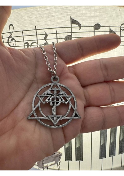 Simya Sembolü Figürlü Kolye 60 Cm Zincirli Ezoterik Ve Gotik Temalı Unisex Takı Çok renkli