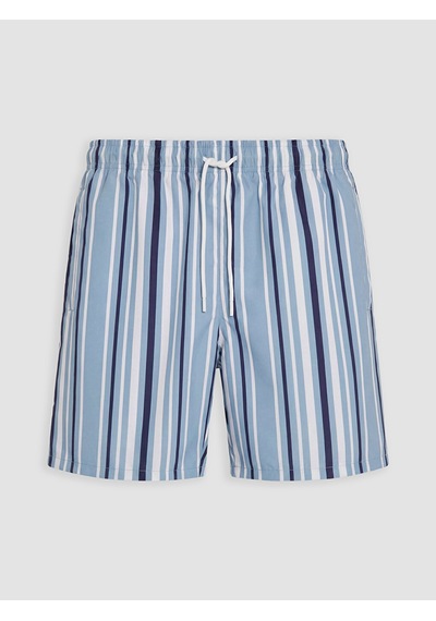 Lcw Swımwear Mavi Kısa Boy Çizgili Erkek Deniz Şortu