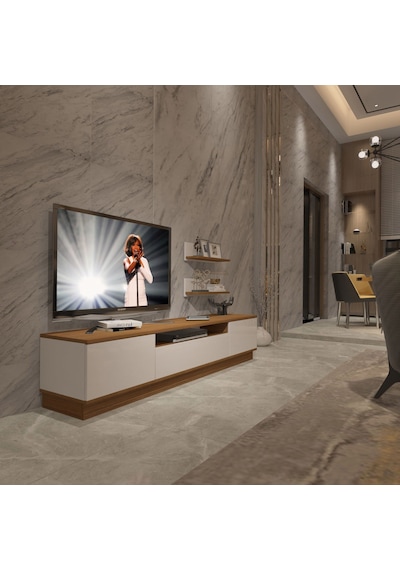 Decoraktiv Trendstyle 4s Mdf Tv Ünitesi Tv Sehpası - Ceviz Beyaz Ahşap - Beyaz