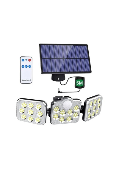 Kumandalı Solar Güneş Enerjili 138 Ledli Hareket Sensörlü Bahçe Aydınlatma Sokak Lambası