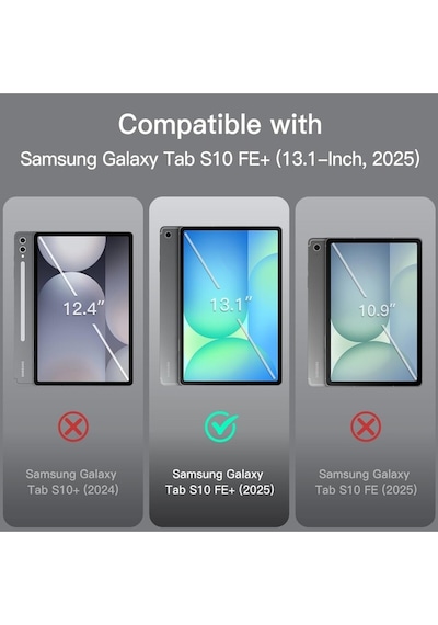Samsung Uyumlu Galaxy Tab S10 Fe Plus 13.1" Kalem Bölmeli Standlı Tri folding Tablet Kılıfı Kapaklı Kılıf
