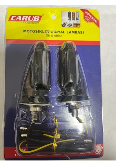 Carub Motosiklet Sinyal Lamba Üniversal 12v Füme Cam Sarı Led 2li