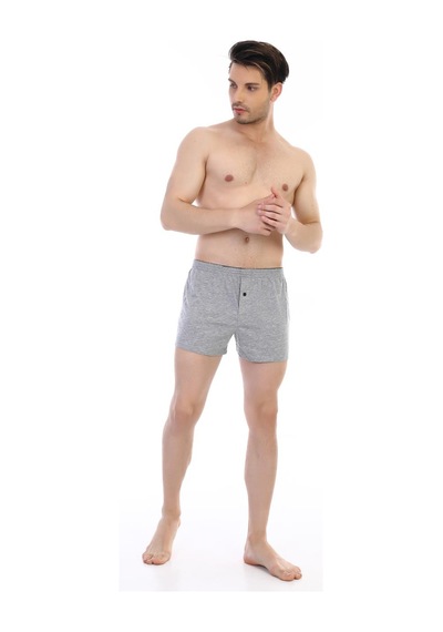 Çift Kaplan Erkek Penye Gri Boxer 805 Gri