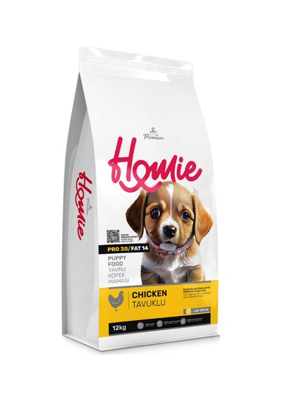 Homie Süper Premium Düşük Tahıllı Tavuk Etli Yavru Köpek Maması 12 KG