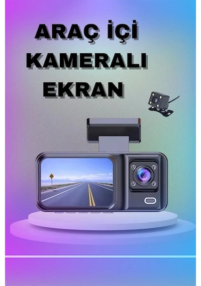 1080p 3 Lensli Wifi Araç İçi Kameralı Ekran Dvr Kaydedici Gece Görüşlü 99263474
