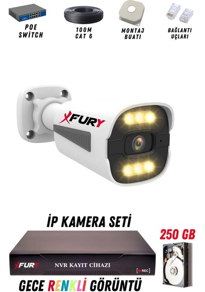 Fury 1 Kameralı Ip Güvenlik Kamerası Seti 4mp Gece Renkli Su Geçirmez 1506 250gb