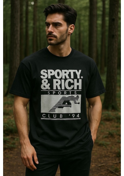 Rich Erkek Basic T-shirt Oversize Rahat Kalıp %100 Pamuk Bisiklet Yaka Kısa Kollu Tişört SIYAH