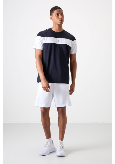 Tommy Life Lacivert Polyester Nefes Alan Dokulu İnce Esnek Standart Fit Erkek Performans T-shirt - 88396 Lacivert