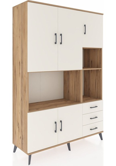 Hyperion Dolap 9 Raflı 3 Çekmeceli 5 Kapaklı 132x44x195 Çam-a... Çam