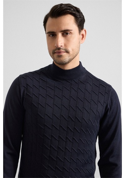 Süvari Lacivert Regular Yarım Balıkçı Yaka Kazak Tr2013700495-m09 Lacivert