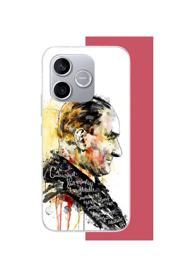Honor 600 Lite Uyumlu Sulu Boya Atatürk Uv Baskılı Silikon Kılıf Renkli