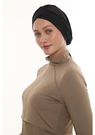 Hürrem Bone Siyah Pratik Hazır Geçmeli Deniz Havuz Bonesi Swimmy Çapraz 2508 01 Siyah