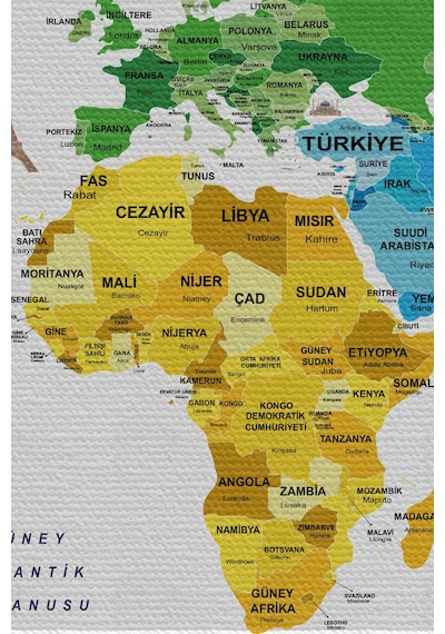 Duvar Örtüsü / Halısı Bayrak Detaylı Türkçe Güncel Dünya Haritası -3968