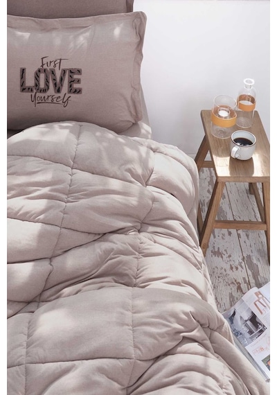 Karaca Home Motto Tek Kişilik Cotton Comfort Set Bej Bej